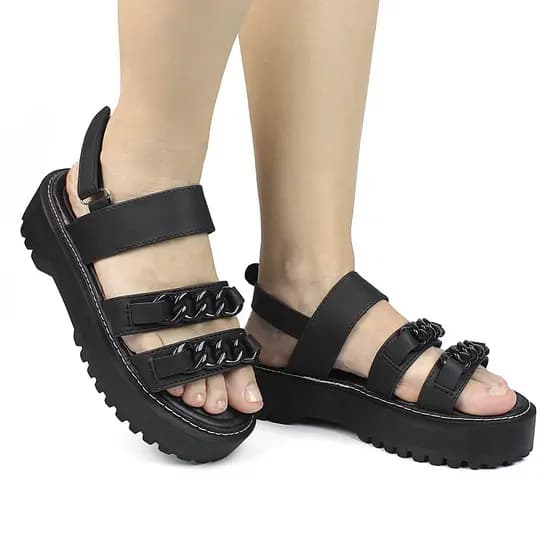 Sandália Feminina Papete Plataforma Flatform Tratorada Birken Confortável Moda Casual