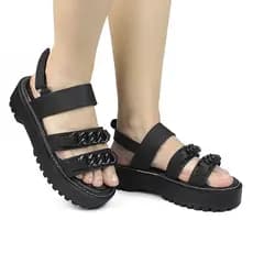 Sandália Feminina Papete Plataforma Flatform Tratorada Birken Confortável Moda Casual