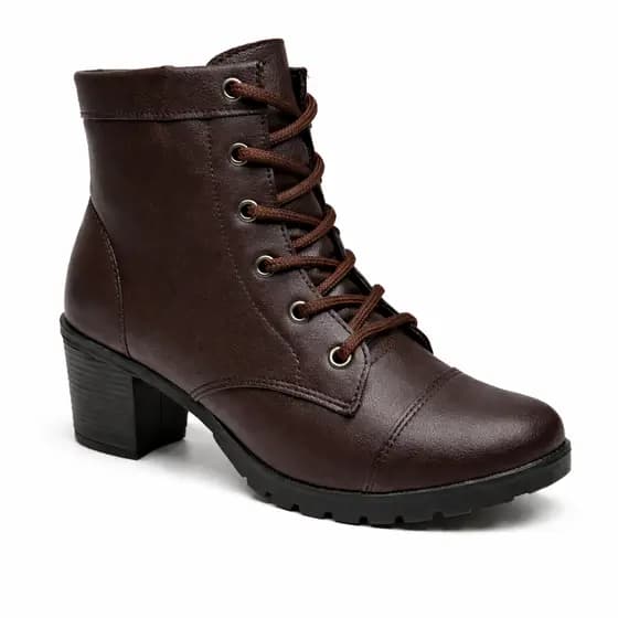 Bota Coturno Feminina Madale Cano Curto Salto Grosso Confortável Estilo Casual