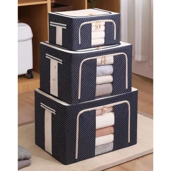 Caixa Organizadora de Tecido Oxford Dobrável - Armazenamento para Casa, Quarto e Mudança, 3 TAMANHO