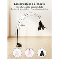 Brinquedo para Gatos com Pena e Sino, Varinha Longa com Ventosa, Antiestresse e Autodiversão
