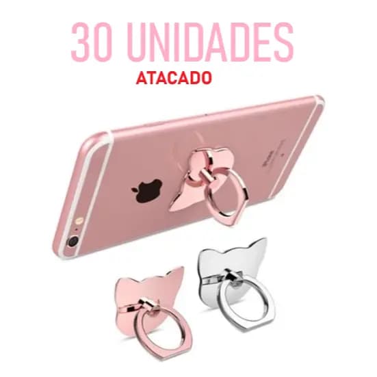 30 Suportes no Atacado Celular Anel De Dedo Antiqueda De Gatinho Estiloso Suporte Universal Para Celular - Lembrancinha