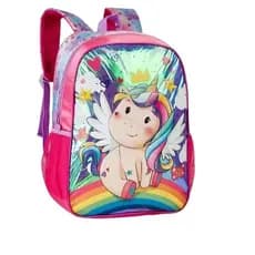 Mochila Costas Unicórnio Holográfico - Clio Cor Rosa - Material Escolar