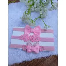 kit 3 Faixas saida Maternidade Batizado Turbante Bebe Laço Rn Cha de Bebe