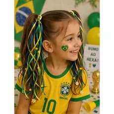Xuxinha Infantil Copa do Mundo Brasil com Fitilho  1 ou 2 Unidades  Maria Chiquinha  Rabo de Cavalo  Bebê Menina
