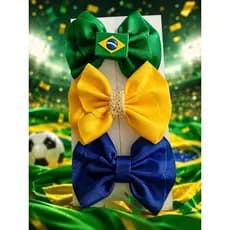 Kit de 2 Laços do Brasil Laço Copa do Mundo Acessórios Copa do Mundo Torcida Brasil