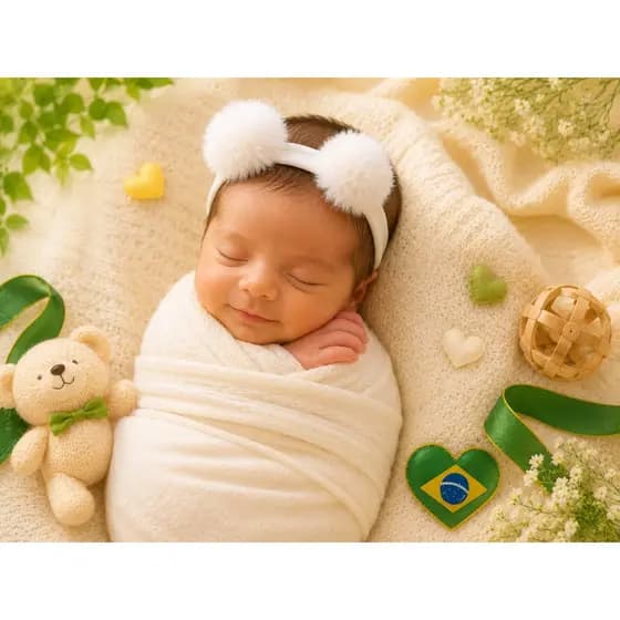 Faixinha Para Bebê Com Pompom Torcida da Copa Bebe Menina