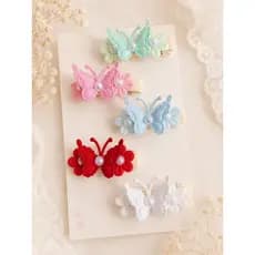 Kit Presilha Infantil Borboleta Com Pérola Bebê Menina Cores Variadas Acessório De Cabelo