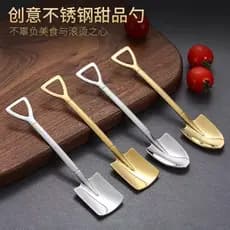 KIT 6 Colher De Café sobremesa Aço Inoxidável Retrô / Pá Para Sorvete / Talheres DOURADO\PRATA\ROSE