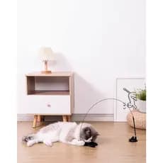 Brinquedo para Gatos com Pena e Sino, Varinha Longa com Ventosa, Antiestresse e Autodiversão