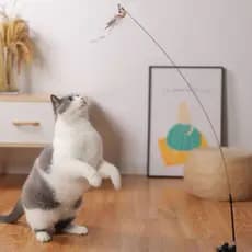 Brinquedo para Gatos com Ventosa, Varinha  com Pássarinho, Antiestresse, Autodiversão e Exercício