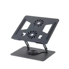 Suporte Com 2 Coolers Alumínio Base 360° Macbook Notebook