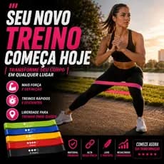 Kit 5 Faixas Elásticas Mini Band Treino Funcional Fisioterapia Glúteos Pernas Academia Em Casa Fitness