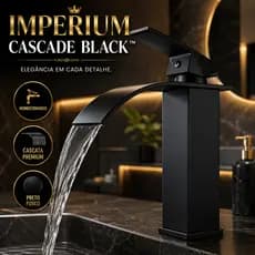 Torneira Cascata Monocomando Preto Fosco Banheiro Lavatório Imperium Cascade Black