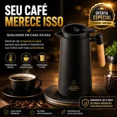 (COM Termômetro Digital) Jarro Garrafa Térmica 1L - Preto