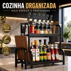 Premium Organizador de Bancada Suporte para Temperos, Facas e Tábua de Corte
