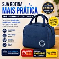 Bolsa Térmica Lancheira Para Marmita Com Bolso Lateral 4L