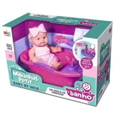 Boneca Bebê Milkinhas Petit Banho Com Banheira - Envio Imediato -