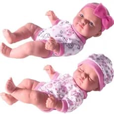 Kit 2 Bonecas Bebês Reborn 23cm Cheirinho de Amor Dormindo e Acordada - Envio Imediato -