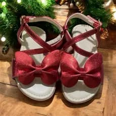 Sandália laco Natal Moda Blogueirinha feminina infantil