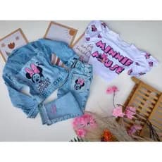 Conjunto Jeans minie , Calça jeans, jaqueta jeans, blusa Moda blogueirinha menina infantil