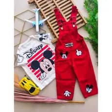 Conjunto Jeans Mikey vermelho ,Moda blogueiro menino infantil