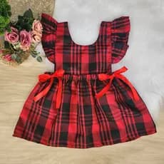 Vestido infantil 1 a 4 anos xadrez coração festa junina Moda blogueirinha
