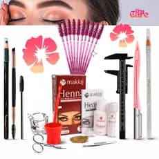 Kit Sobrancelha Profissional Henna Rena paquimetro tesoura pincel lápis dermatografico escovinha