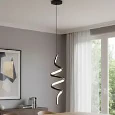 Lustre Pendente Spiral em Alumínio Preto 50cm Led 6500k