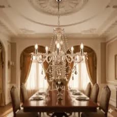 Lustre de Cristal Clássico 5 Braços Luxuoso Candelabro Maria Thereza