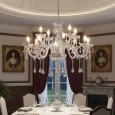Lustre de Cristal Clássico 12 Braços Luxuoso Candelabro Maria Thereza