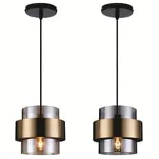 Lustre Pendente Arezzo em Vidro e Metal Escovado 18cm