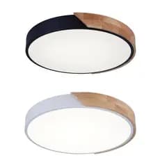 Luminária de Teto 40cm Plafon Luxo com Madeira Led 3 Cores