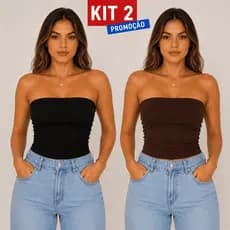 Kit Cropped Tube Top Faixa Suplex Verão Blogueira Tomara Que Caia