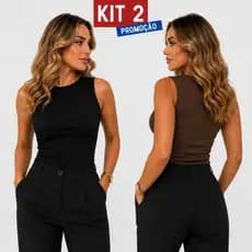 KIT 2 Regatas Feminina Casual Basica Blusinha Suplex Duplo Blusa Tendencia