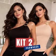 Kit 2 Regata Feminina Um Ombro Só Mula Manca Suplex Casual Moda Blogueira Nula Manga
