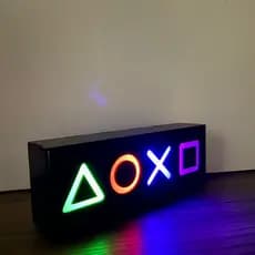 Luminária PLAYSTATION Abajur de mesa LED Gamer Geek MDF PSN Símbolos LED