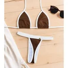 CONJUNTO DE BIKINI FEMININO FITA SEMI FIO ANARRUGA TECIDO DE QUALIDADE MARQUINHA BRONZE PROMOÇÃO