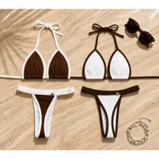 KIT 2 CONJUNTOS BIQUINI FEMININO FIO DENTAL TEXTURIZADO