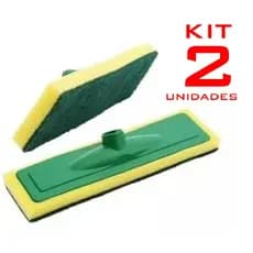 Kit 2 Lava Piso Azulejo Chão Vidro Passa Cera Rodo Esfregão Limpeza Pesada S/ Cabo / ENVIO IMEDIATO