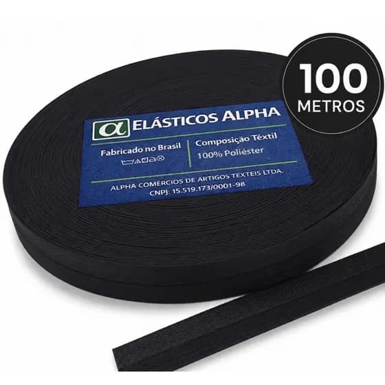 Fita Viés Boneon Uso Industrial e Artesanato 22mm 25mm e 30mm Poliéster Branco e Preto Rolo 25m 50m e 100m