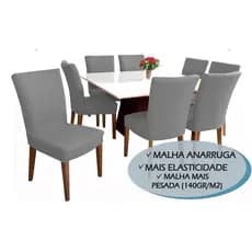 Capa De Cadeira para Mesa de 4 Lugares ou 6 Lugares Coladinha Malha Dupla Lisa Anarrug  Capa de Puff Suplex Com Elástico