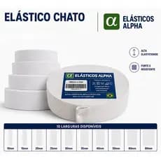 Elástico Chato Embutir Elasticos Alpha Crochê Rolo de Medidas Variadas 40mm x 25m Branco Preto Confecção Moda Artesanato
