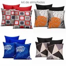 KIT 4 CAPAS PARA ALMOFADAS DECORATIVAS COM ZÍPER 45x45cm