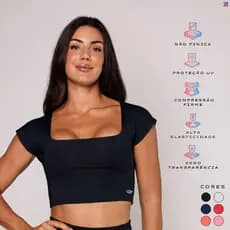 Top Poliamida Feminino Costas Aberta Decote Quadrado Esportivo Academia Musculação Corrida