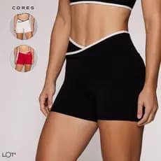Short Curto Feminino Fitness Academia Poliamida Cós Cruzado Afina Cintura Kate Coleção Duo