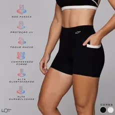 Short Fitness Feminino Curto Poliamida Com Bolso Academia Corrida Flower Coleção Duo