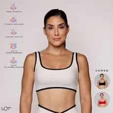 Top Poliamida Fitness Feminino Duas Cores Esportivo Academia Alta Sustentação Kate Coleção Duo