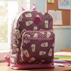 Mochila Feminina De Costas Escolar Infantil Juvenil Coffee Seanite