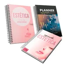 Kit Agenda Estética + Caderno Anamnese + Planner Financeiro